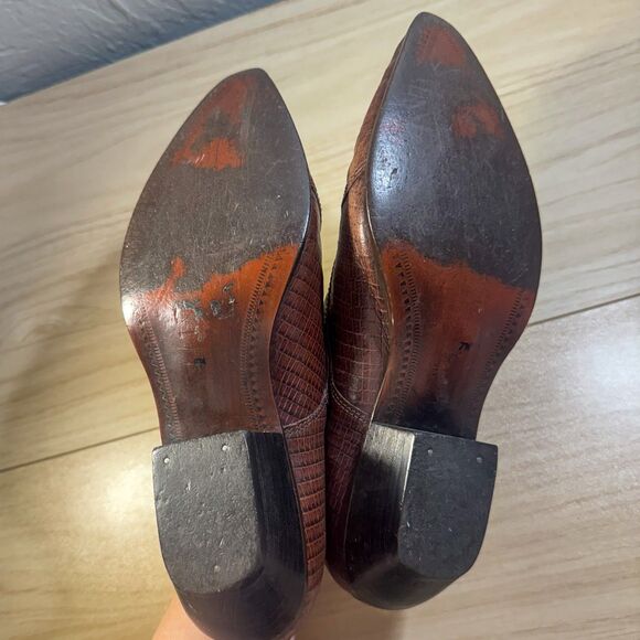 Vintage Nine West Brown Lizard-Effect Ankle Boots Size 7 - Picture 5 of 6